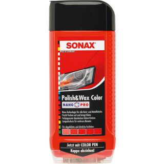 SONAX 02964000 Polish &amp; Wax Color NanoPro rot - 500 ml