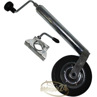 Stützrad für Anhänger 48 mm Metall-Felge mit Vollgummi-Reifen 200x50 mm inkl. Halter 48 mm